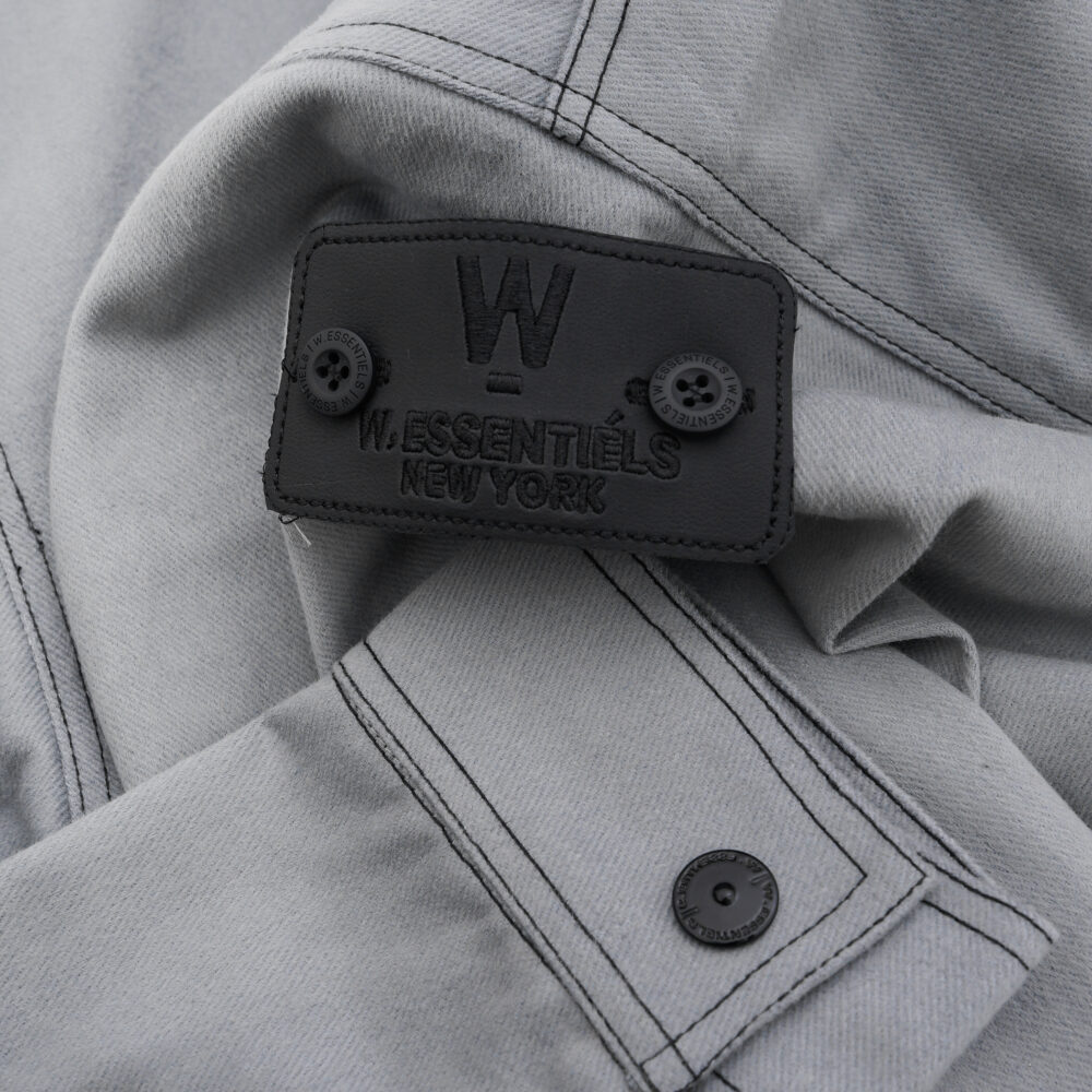 W.Essentiels Label Bleu Affinity Hirondelle Oversize Raw Embroidered Zip Hoodie Pewter Grey - Image 2