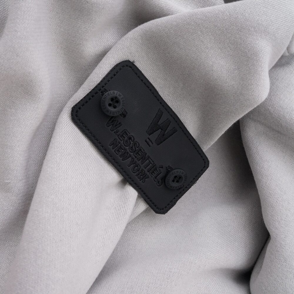W.Essentiels Label Bleu Affinity Hirondelle Oversize Raw Embroidered Zip Hoodie Pewter Grey - Image 4