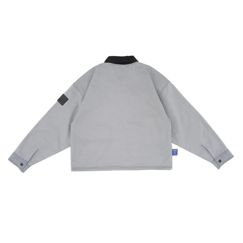 W.Essentiels Label Bleu Affinity Hirondelle Oversize Raw Embroidered Zip Hoodie Pewter Grey - Image 8