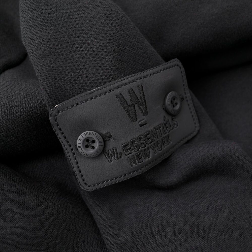 W.Essentiels Label Bleu Affinity Hirondelle Oversize Raw Embroidered Zip Hoodie Zero Black - Image 4