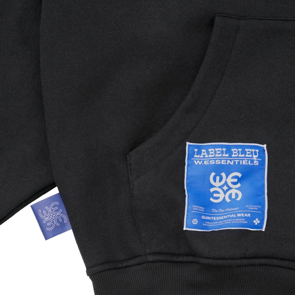 W.Essentiels Label Bleu Affinity Hirondelle Oversize Raw Embroidered Zip Hoodie Zero Black - Image 5