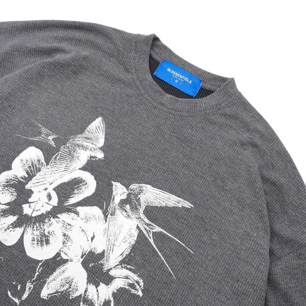 W.Essentiels Label Bleu Madness Hirondelle Oversize Sweater Grey Marl - Image 3