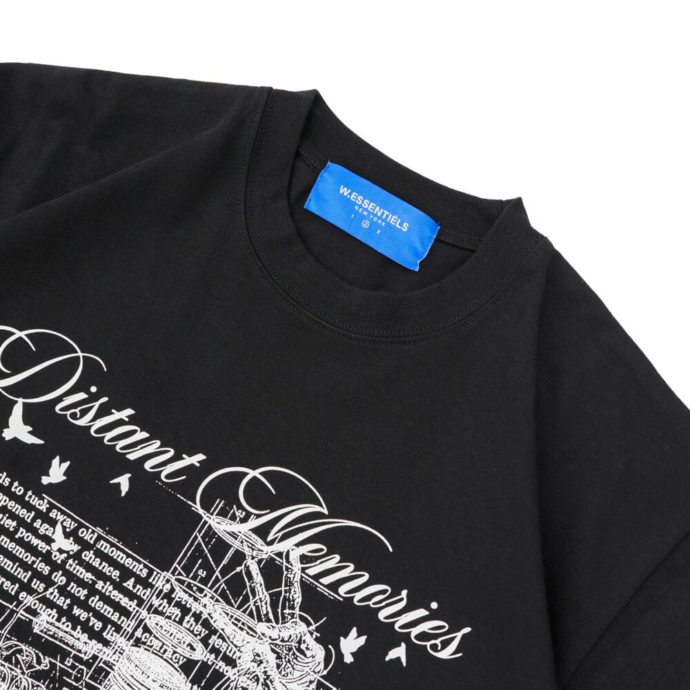 W.Essentiels Label Bleu Treshold Hirondalle Boxy Cut T-shirt Noir Black - Image 4