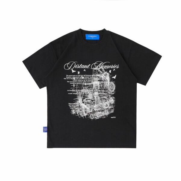 W.Essentiels Label Bleu Treshold Hirondalle Boxy Cut T-shirt Noir Black