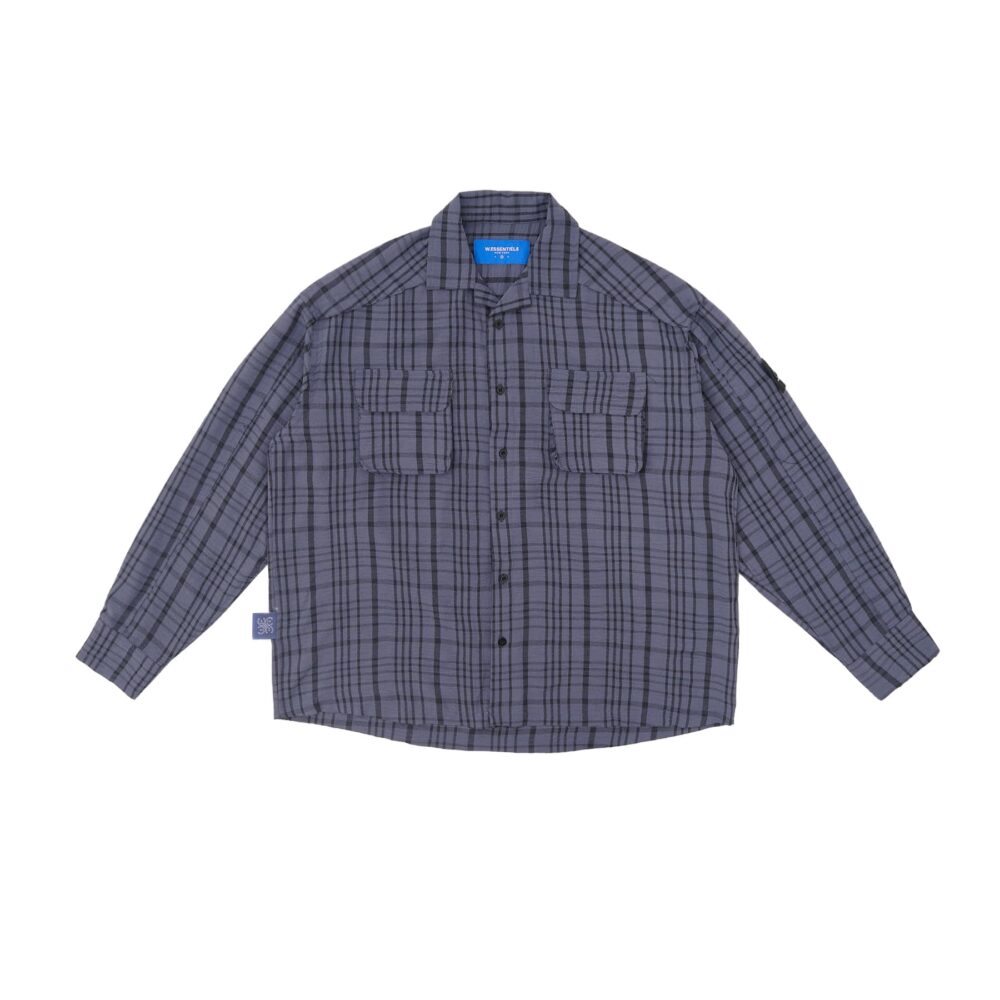 W.Essentiels Label Bleu Cascade Ref-2771 Plaid Overshirt Noir Black/Ash