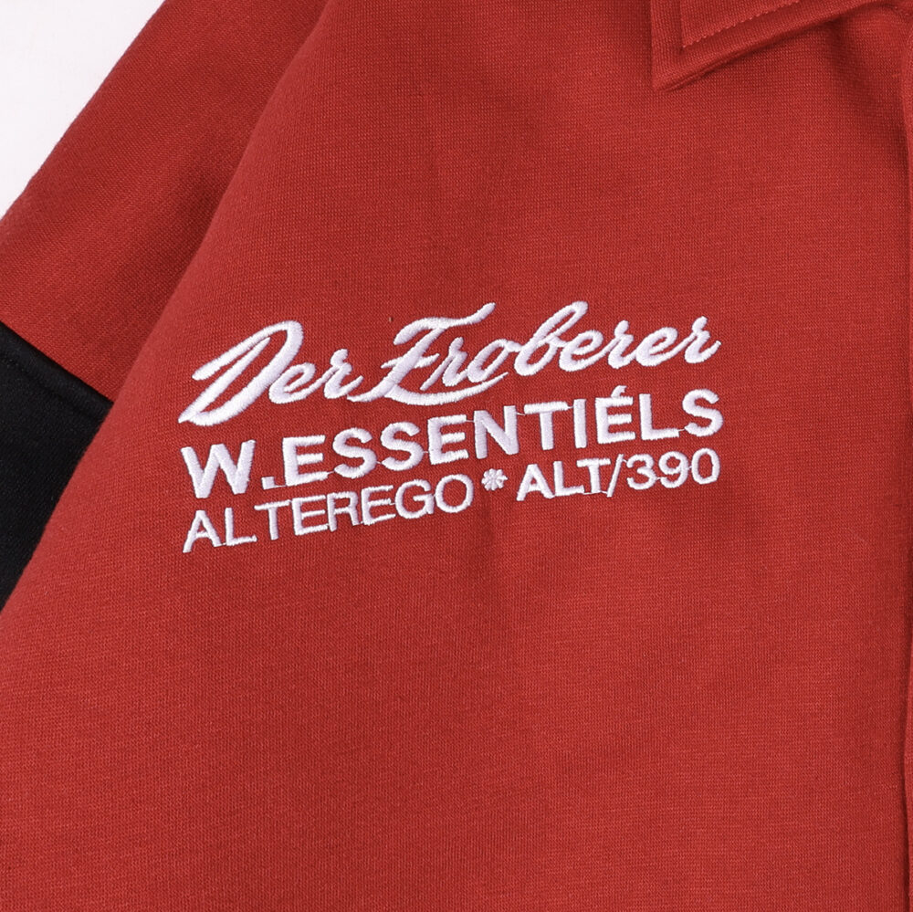 W.Essentiéls x Alter ego Obelisk Collegiate Varsity jacket Foxblood/Sand - Image 3