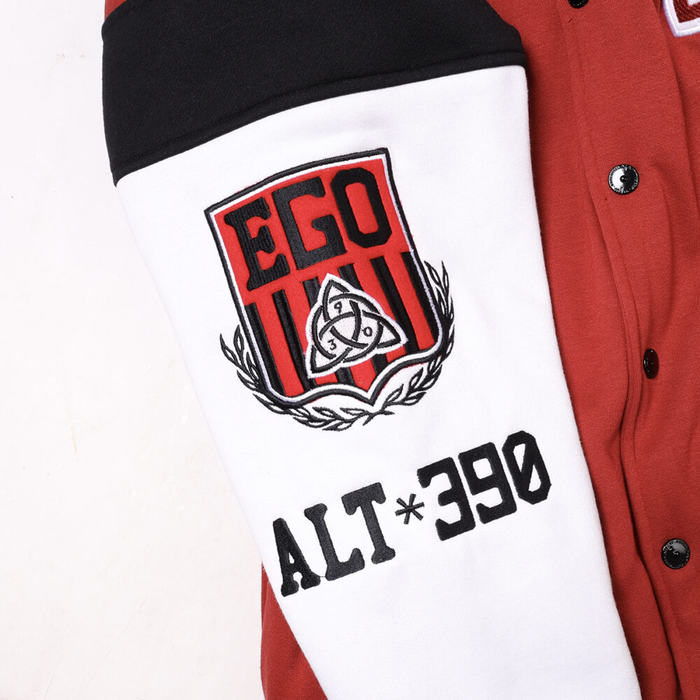 W.Essentiéls x Alter ego Obelisk Collegiate Varsity jacket Foxblood/Sand - Image 5