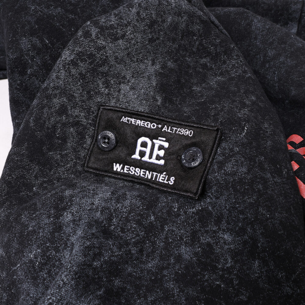 W.Essentiéls x Alter ego Runes Oversize Hoodie Acid Wash Noir Black - Image 7