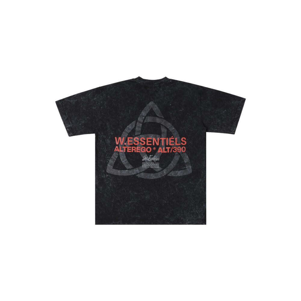 W.Essentiéls x Alter ego Runes Boxy Cut T-shirt Acid Wash Noir Black - Image 3