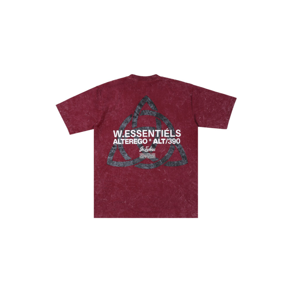 W.Essentiéls x Alter ego Runes Boxy Cut T-shirt Acid Wash Foxblood - Image 4