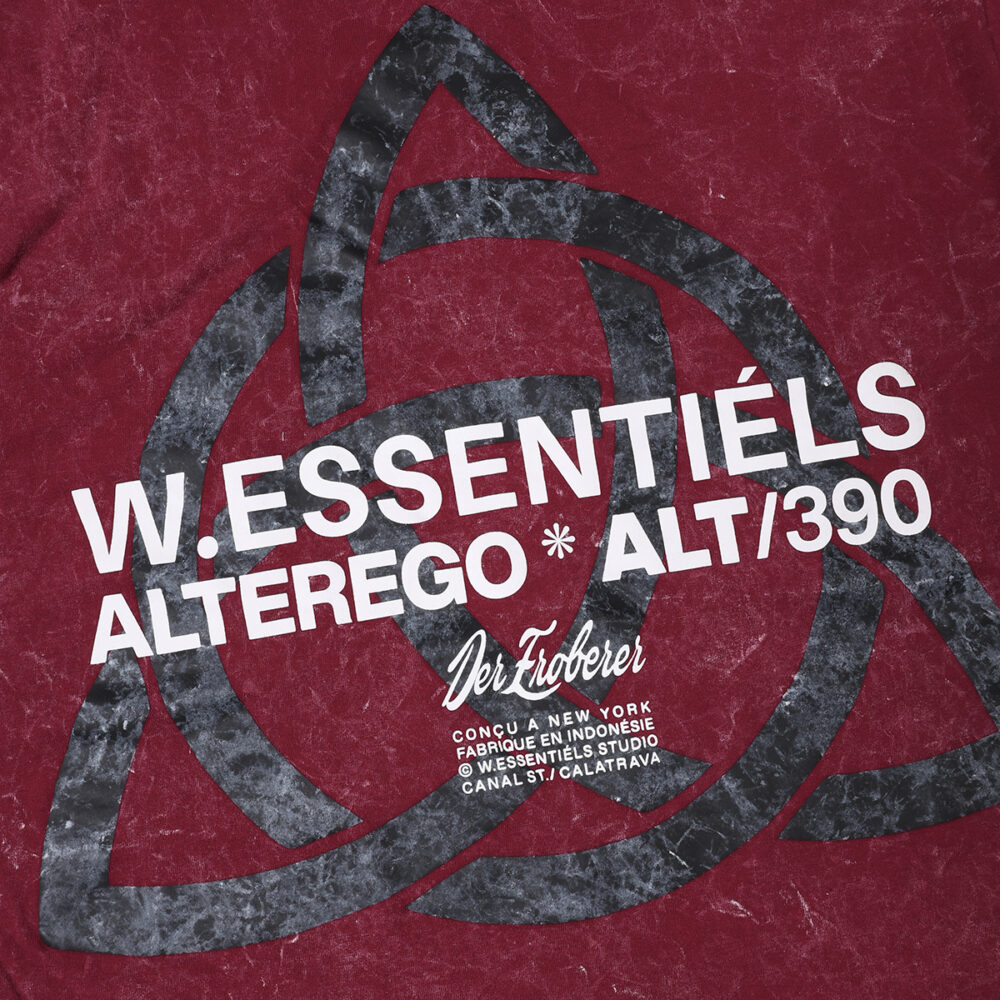 W.Essentiéls x Alter ego Runes Boxy Cut T-shirt Acid Wash Foxblood - Image 3