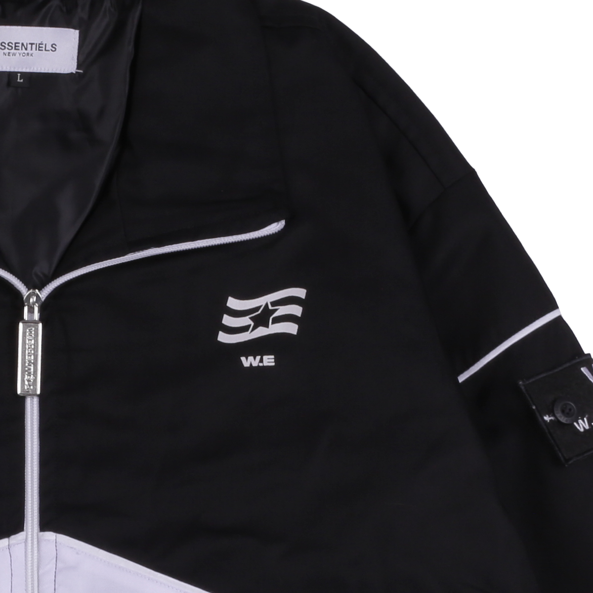 W.Essentiels Burdenski Oyster Track Top Jacket Noir Black/White - Image 2