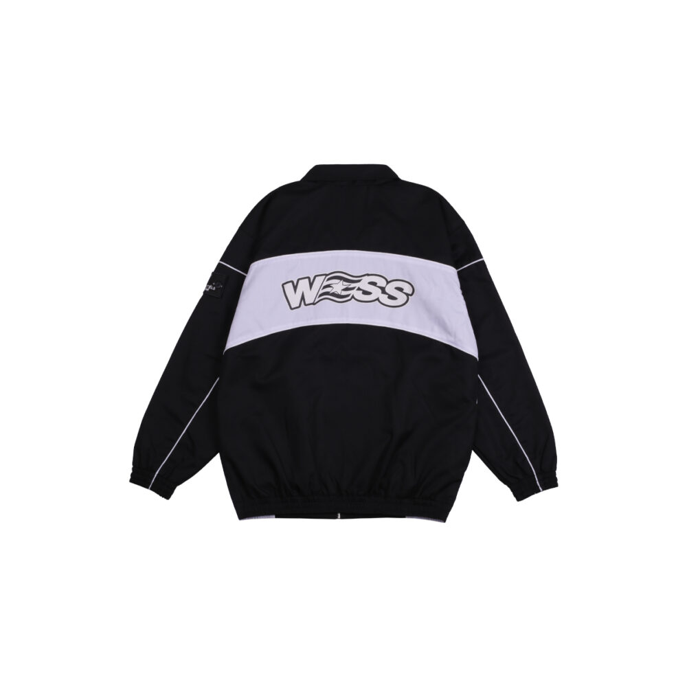 W.Essentiels Burdenski Oyster Track Top Jacket Noir Black/White - Image 3