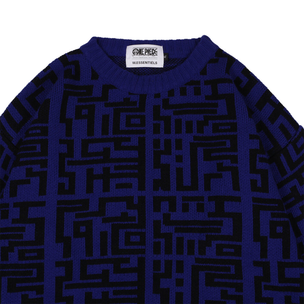 W.Essentiels x One Piece Ponelglyph Knitwear Oversize Sweater Blue - Image 2
