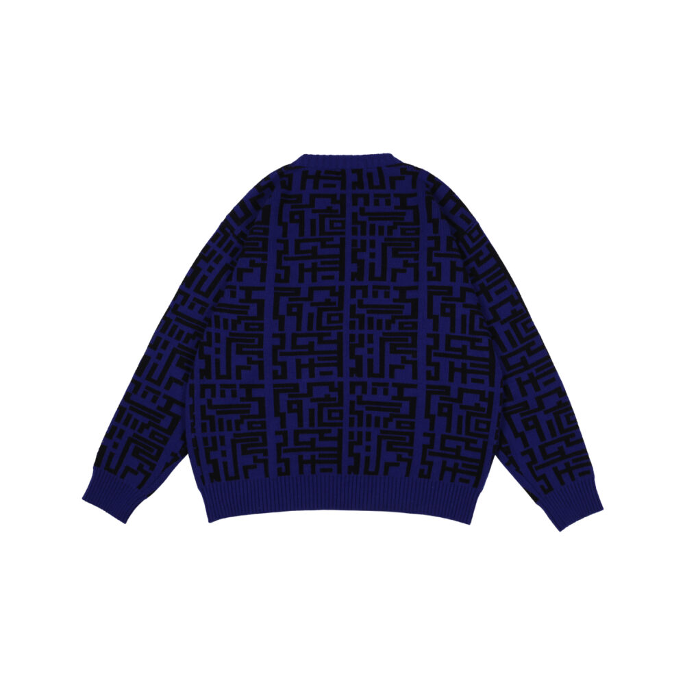 W.Essentiels x One Piece Ponelglyph Knitwear Oversize Sweater Blue - Image 3