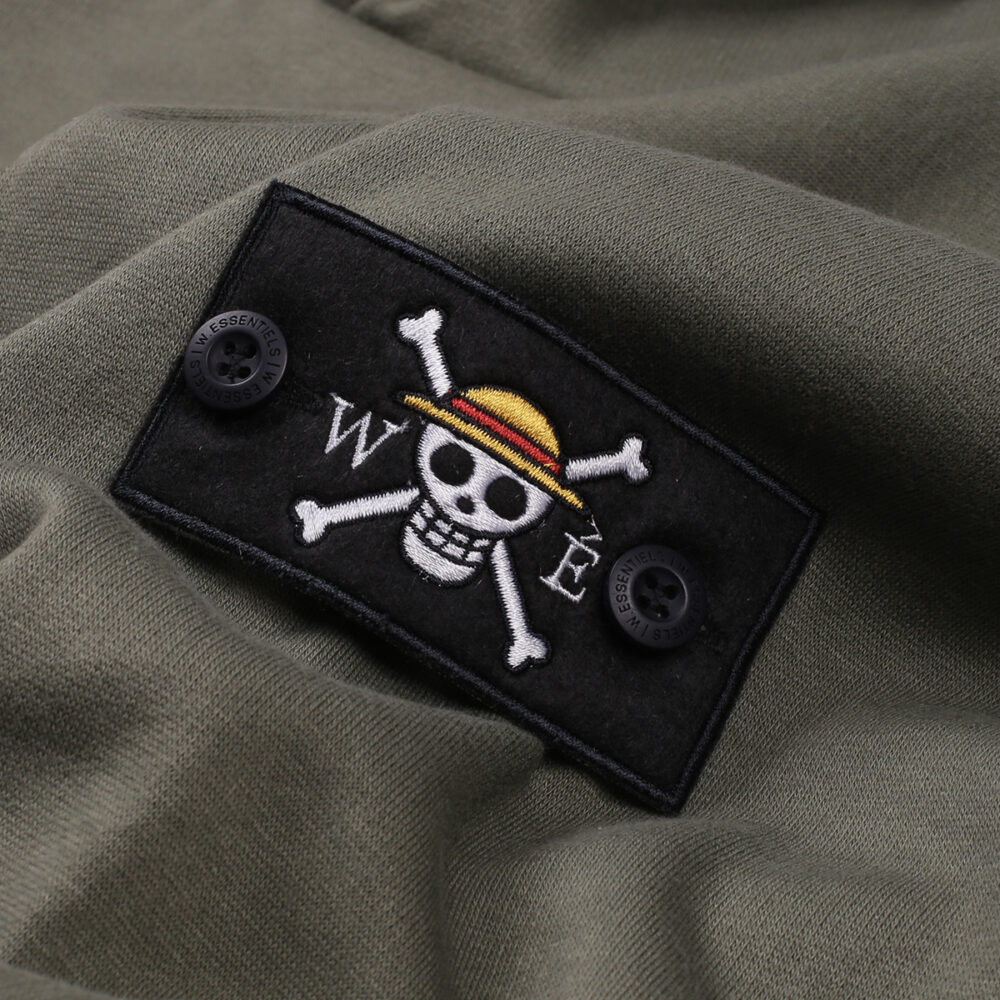 W.Essentiels x One Piece Santoryu Zoro Oversize Hoodie Olive - Image 2