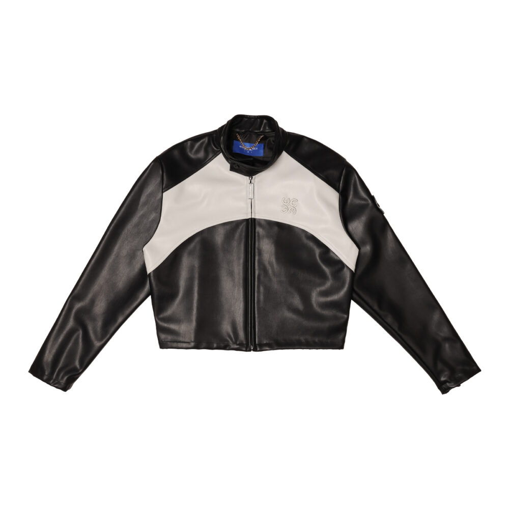W.Essentiels Mirage 2000 Boxy Biker Leather Jacket Noir Black/Asphalt