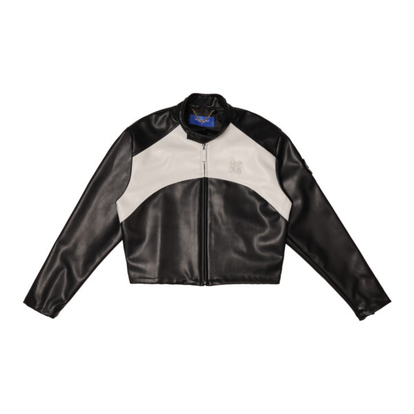 W.Essentiels Mirage 2000 Boxy Biker Leather Jacket Noir Black/Asphalt